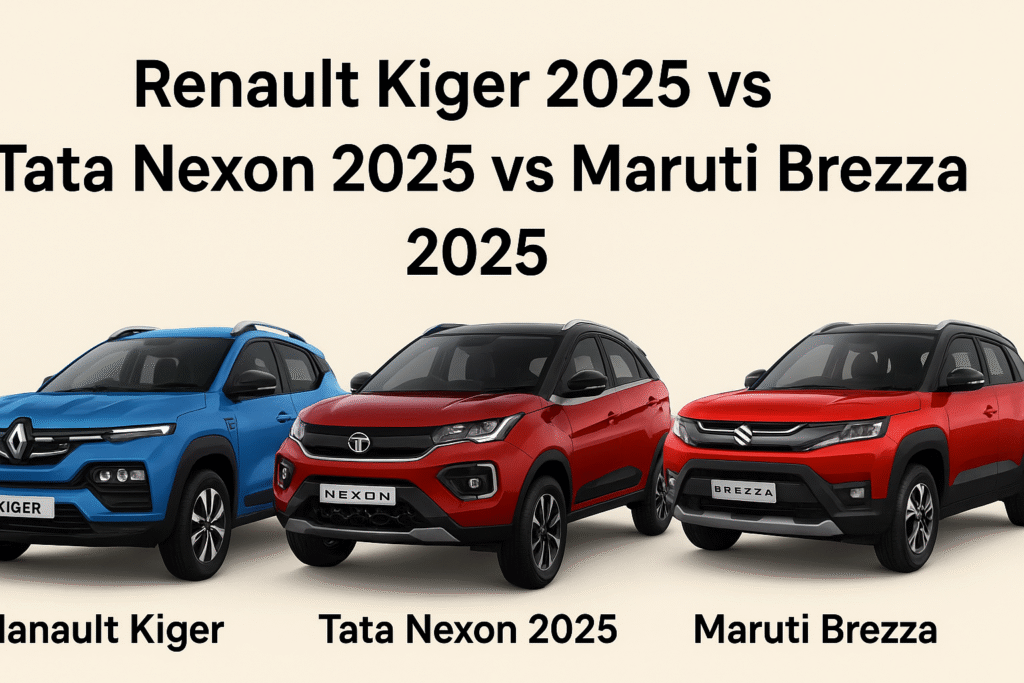 Renault Kiger vs Tata Nexon vs Maruti Brezza 2025 Comparison