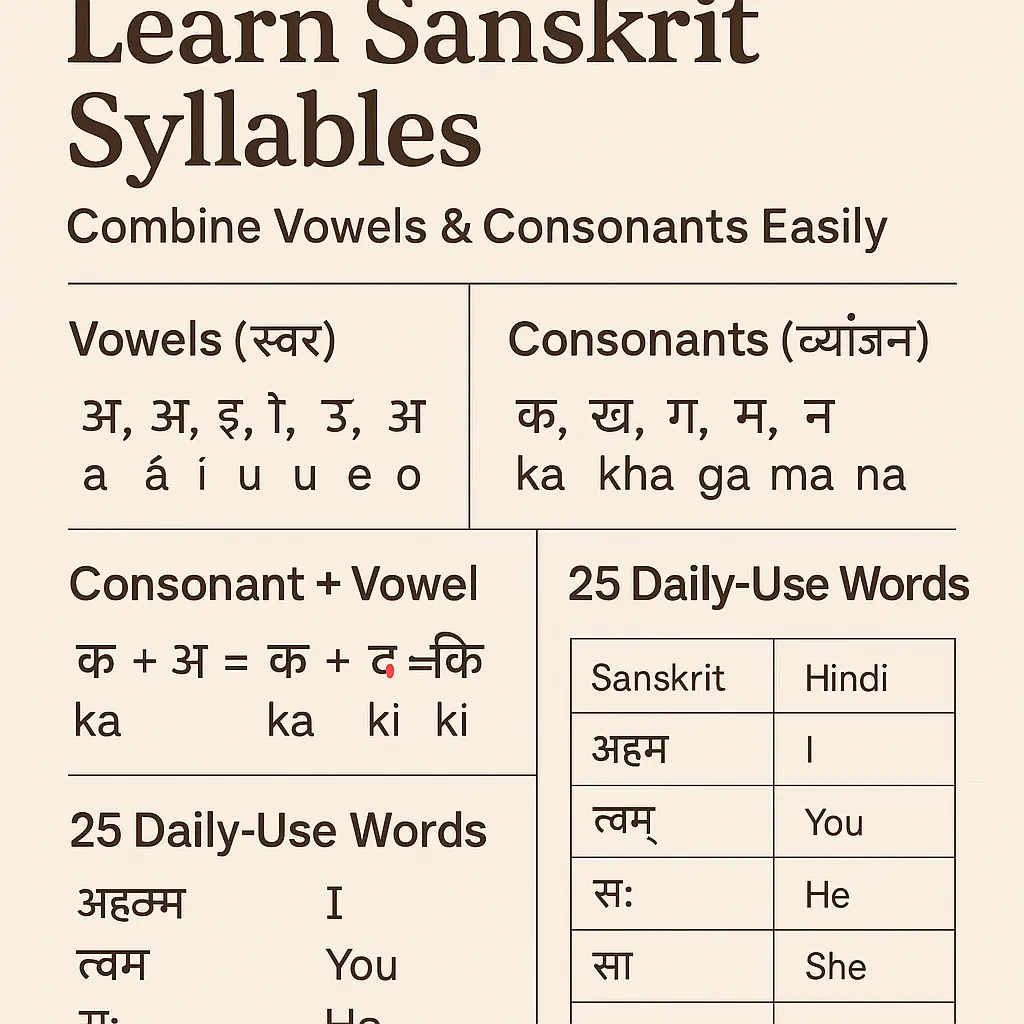 Day 2: Learn Sanskrit Syllables — Combine Vowels & Consonants Easily