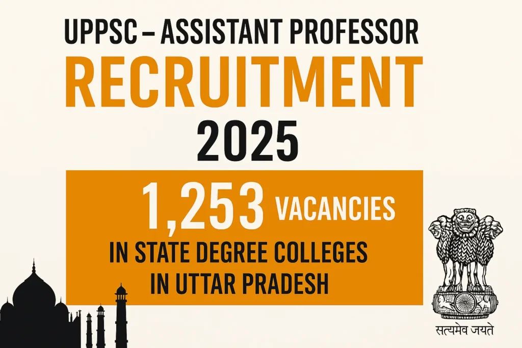 UPPSC Assistant Professor Recruitment 2025 – 1,253 Vacancies in UP Government Degree Colleges