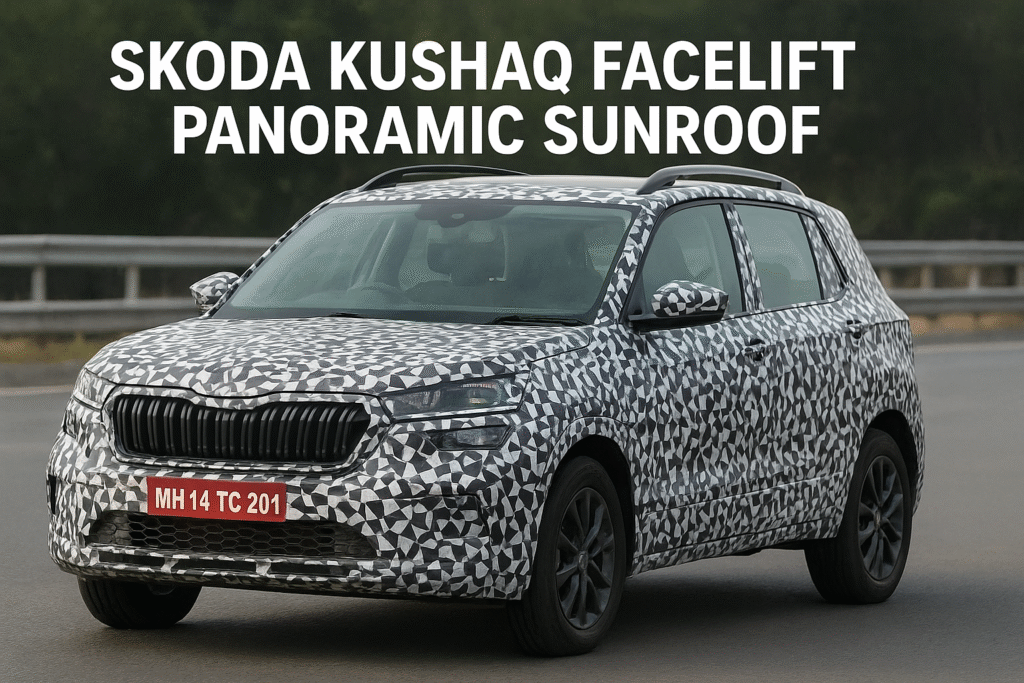 Skoda Kushaq Facelift Panoramic Sunroof Spotted Testing